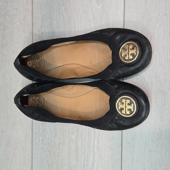 Tory Burch Logo Leather Ballet Flats slip on shoes sz 7M - Picture 3 of 16